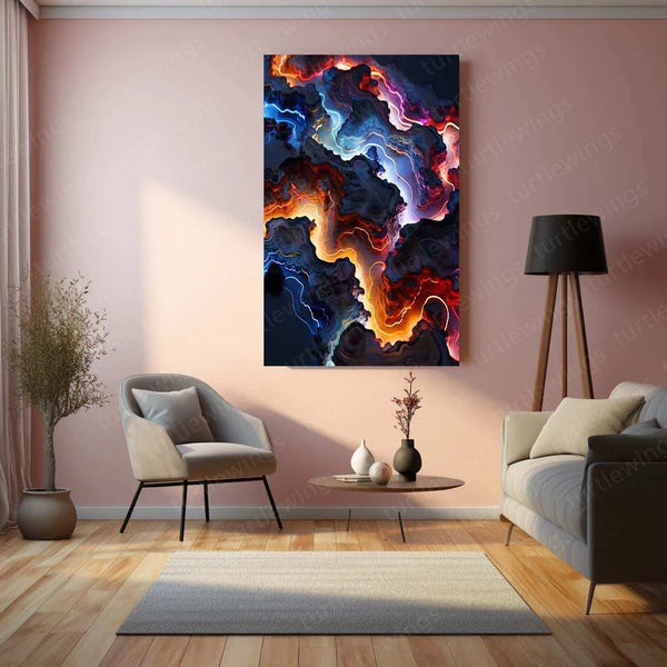 Neon City Aerial View – Futuristic Topography Metal Poster - TURTLEWINGS 