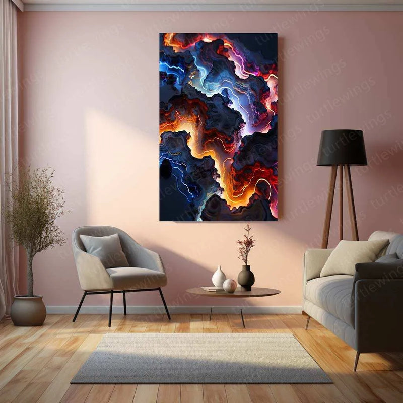 Neon City Aerial View – Futuristic Topography Metal Poster - TURTLEWINGS 