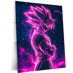 Anime Metal Poster | Goku Neon Metal Poster – Electrifying Saiyan Energy