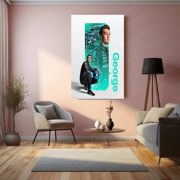 Lewis Hamilton Metal Poster | Mercedes-AMG F1 Racing Artwork | Formula 1 Wall Decor - TURTLEWINGS 