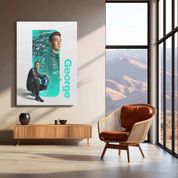 Lewis Hamilton Metal Poster | Mercedes-AMG F1 Racing Artwork | Formula 1 Wall Decor - TURTLEWINGS 