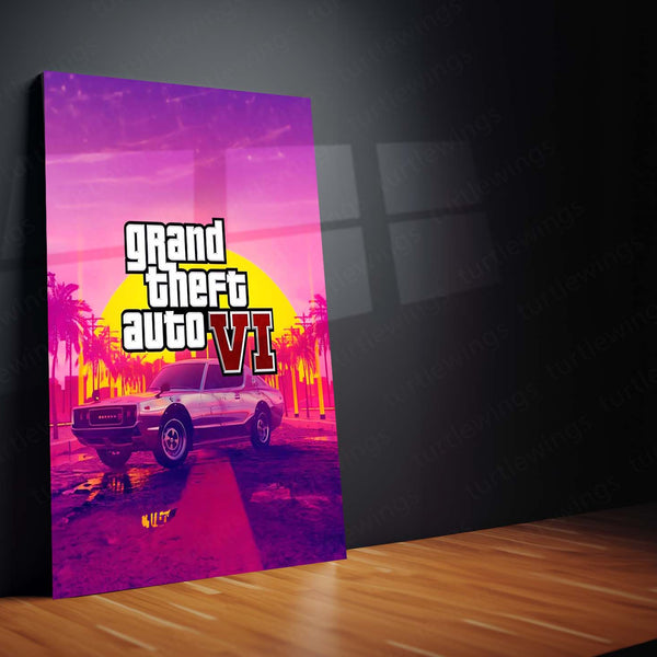 GTA Metal Frame Wall Art | Grand Theft Auto Inspired Poster for Gamers