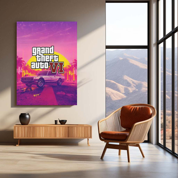 GTA Metal Frame Wall Art | Grand Theft Auto Inspired Poster for Gamers