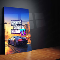 GTA Metal Frame Wall Art | Grand Theft Auto Inspired Poster for Gamers 02 - TURTLEWINGS 