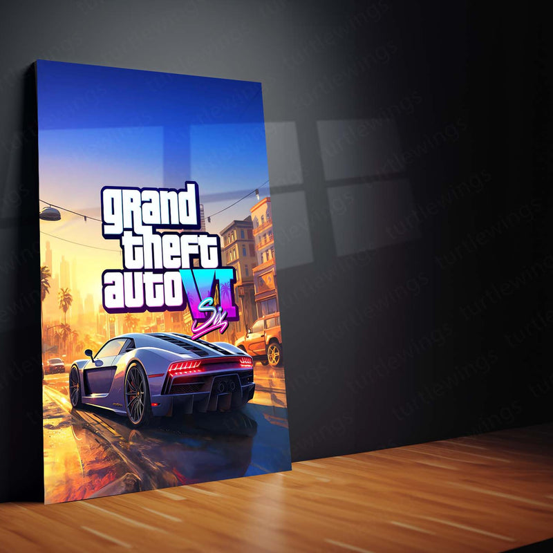 GTA Metal Frame Wall Art | Grand Theft Auto Inspired Poster for Gamers 02 - TURTLEWINGS 