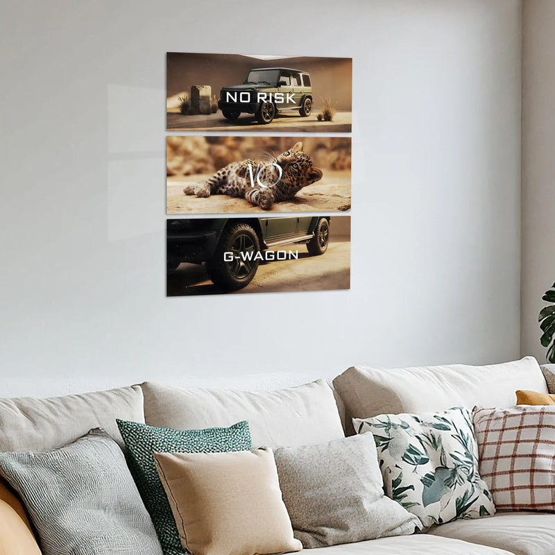 Motivational Metal Poster – Set of 3 | No Risk. No G-Wagon. | Luxury Hustle Wall Art - TURTLEWINGS 