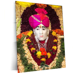 Spiritual Metal Poster | Shree Gajanan Maharaj Metal Poster | Divine Spiritual Wall Art | Premium Devotional Frame - TURTLEWINGS 