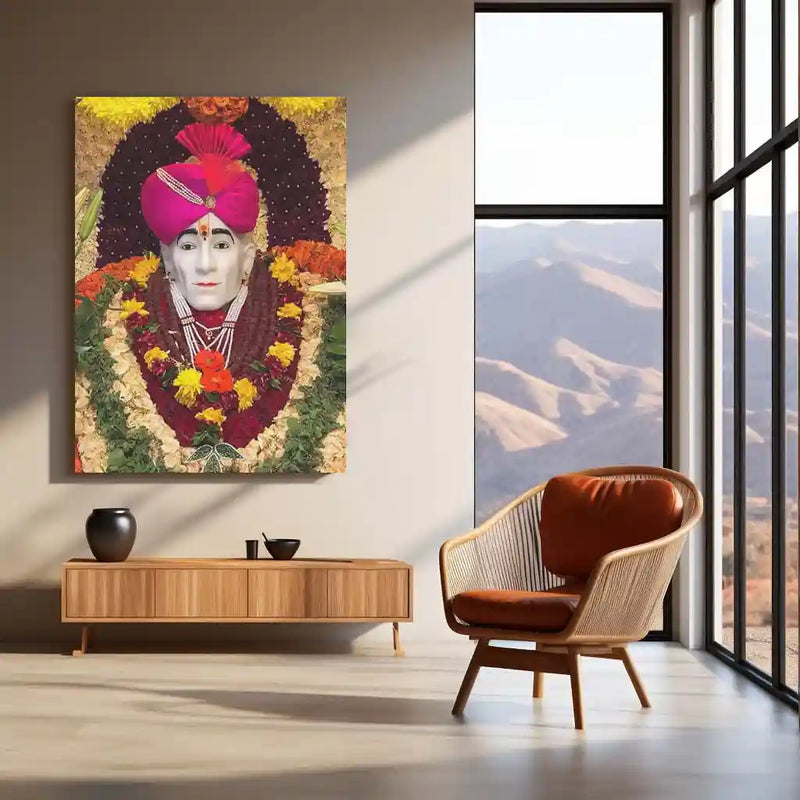 Spiritual Metal Poster | Shree Gajanan Maharaj Metal Poster | Divine Spiritual Wall Art | Premium Devotional Frame - TURTLEWINGS 