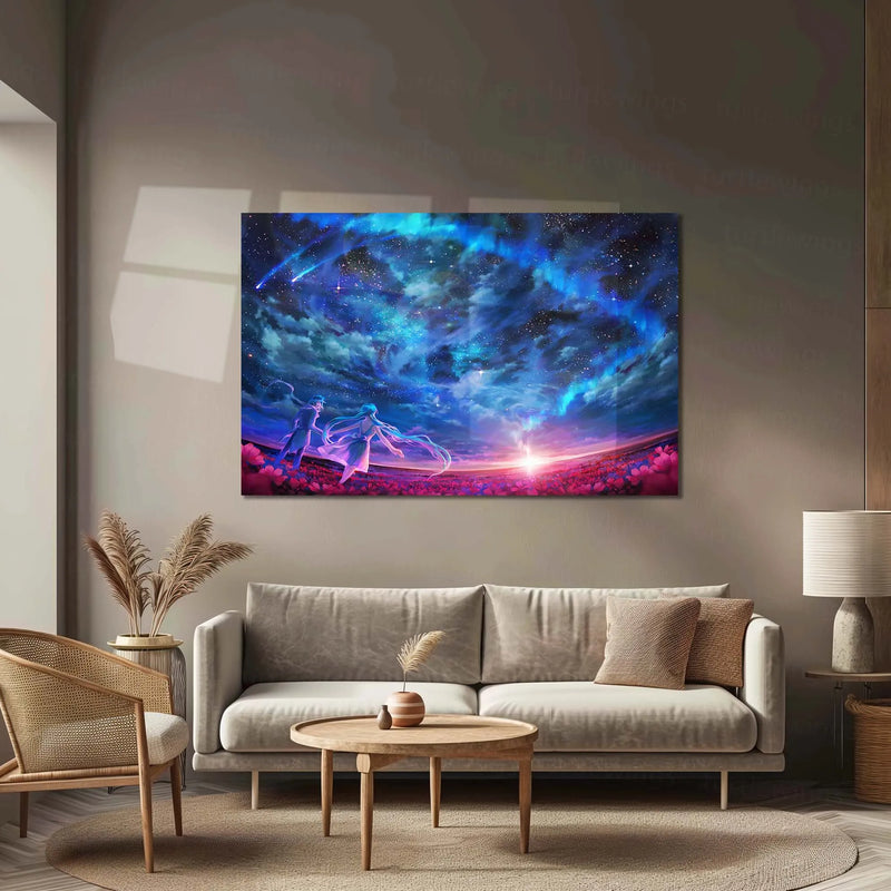 Galaxy Couple Under the Stars – Celestial Romance Metal Poster