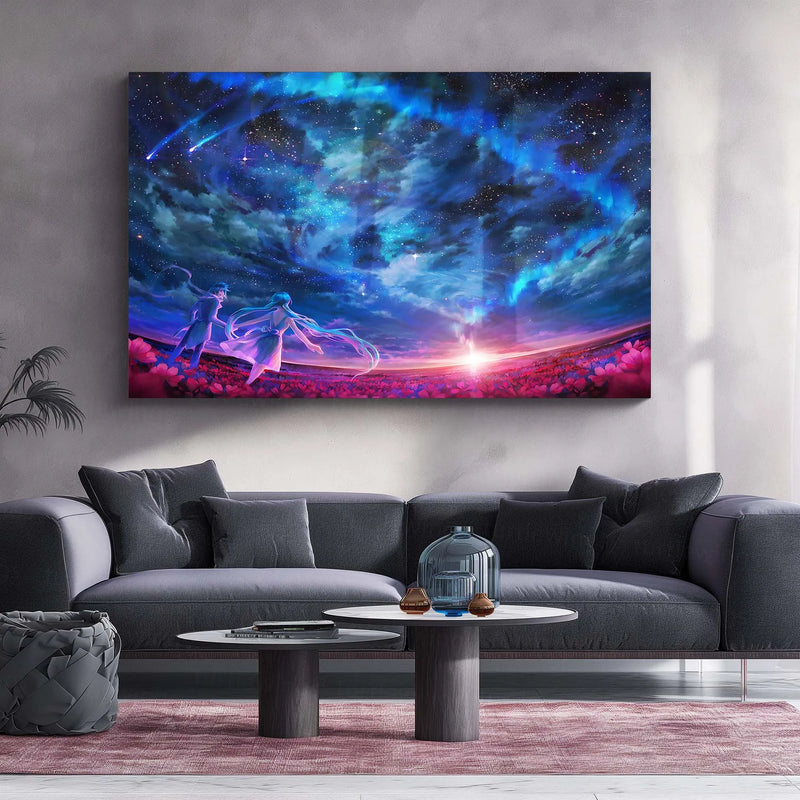 Galaxy Couple Under the Stars – Celestial Romance Metal Poster