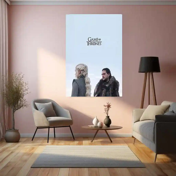 Movies & Series Metal Poster | Game of Thrones Metal Poster | Jon Snow Daenerys Wall Art | GOT Minimal Aesthetic Frame | Epic Fantasy Series Decor - TURTLEWINGS 