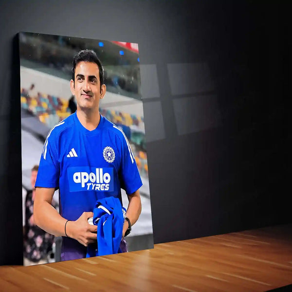 Cricket Metal Poster | Gautam Gambhir Cricket Metal Poster | Indian Cricket Legend Wall Art | Coach & Champion Portrait Frame 01 - TURTLEWINGS 