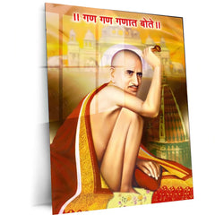 Spiritual Metal Poster | Shree Gajanan Maharaj Metal Poster | Divine Spiritual Wall Art | Premium Devotional Frame 01 - TURTLEWINGS 