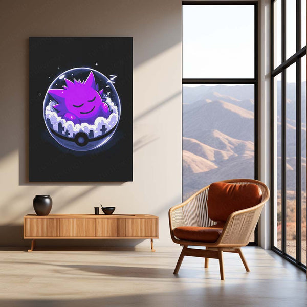 Gengar Pokémon Metal Frame | Ghost-Type Wall Art | Anime Gaming Decor - TURTLEWINGS 