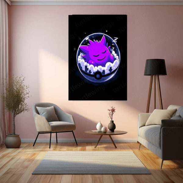 Gengar Pokémon Metal Frame | Ghost-Type Wall Art | Anime Gaming Decor - TURTLEWINGS 