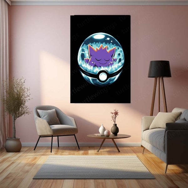Gengar Pokémon Metal Frame | Ghost-Type Wall Art | Anime Gaming Decor 01 - TURTLEWINGS 