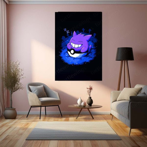 Gengar Pokémon Metal Frame | Ghost-Type Wall Art | Anime Gaming Decor 02 - TURTLEWINGS 