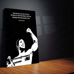 Quote Metal Poster | George Foreman Quote – “Afraid to Try” Motivational Metal Poster | Inspirational Sports Wall Frame
