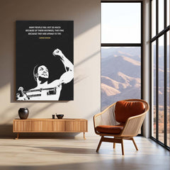 Quote Metal Poster | George Foreman Quote – “Afraid to Try” Motivational Metal Poster | Inspirational Sports Wall Frame