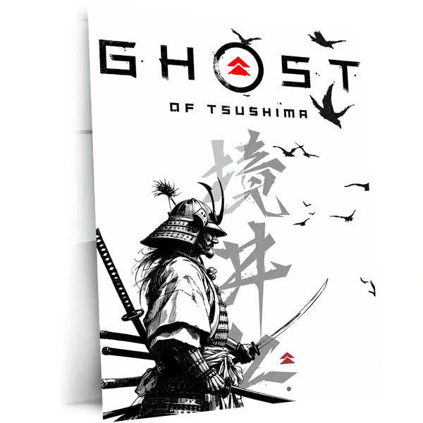 Anime Metal Poster | Ghost of Tsushima Metal Poster | Jin Sakai Samurai Warrior Wall Art | Epic Ghost of Tsushima Metal Frame