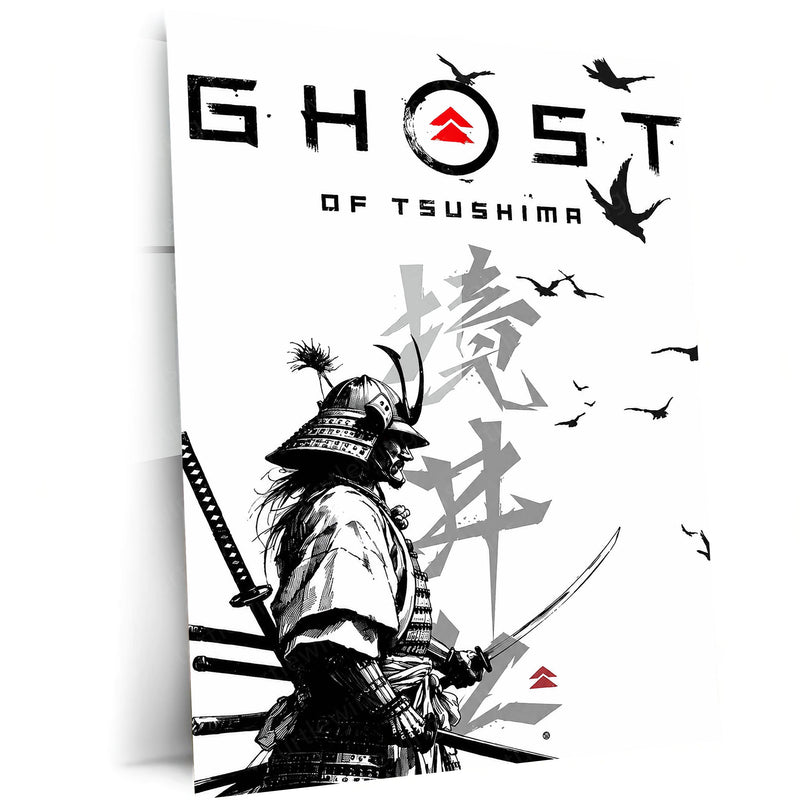 Anime Metal Poster | Ghost of Tsushima Metal Poster | Jin Sakai Samurai Warrior Wall Art | Epic Ghost of Tsushima Metal Frame