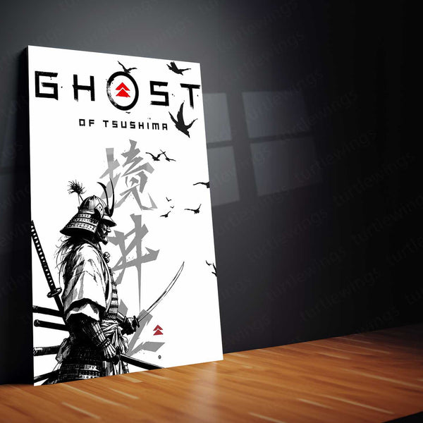 Anime Metal Poster | Ghost of Tsushima Metal Poster | Jin Sakai Samurai Warrior Wall Art | Epic Ghost of Tsushima Metal Frame