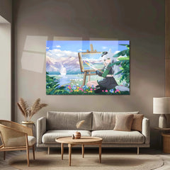 Girl Painting in Nature – Pastel Fantasy Metal Poster