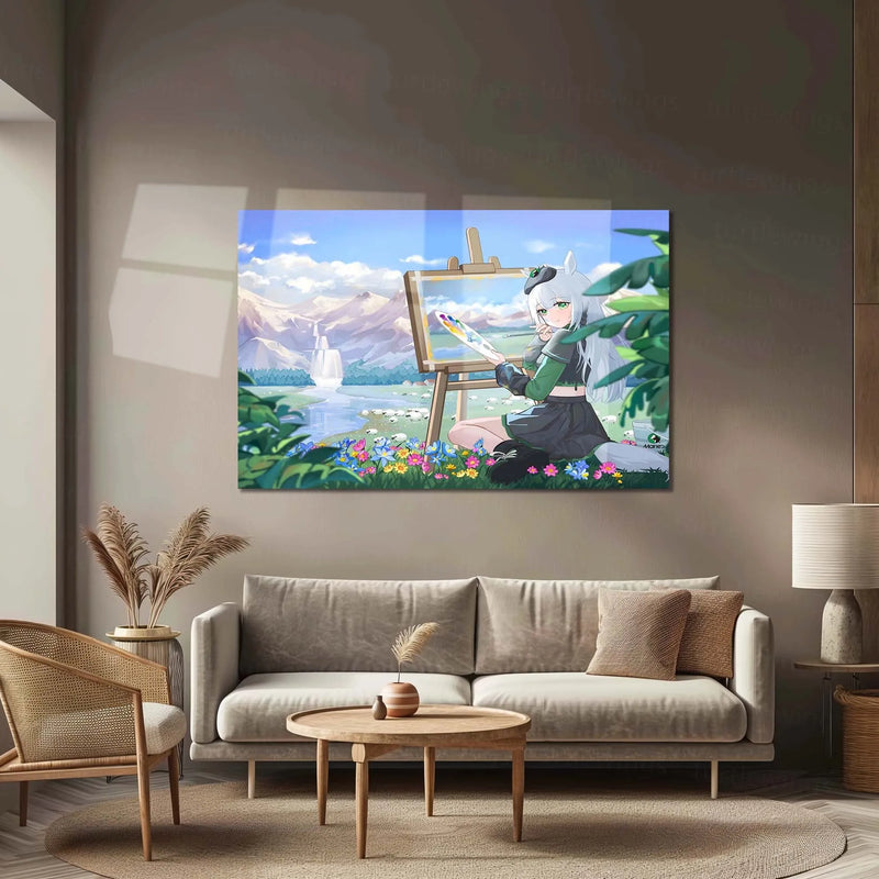 Girl Painting in Nature – Pastel Fantasy Metal Poster