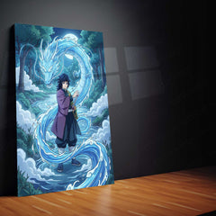 Anime Metal Poster | Giyu Tomioka Water Dragon Metal Poster | Demon Slayer Hashira Wall Art | Anime Metal Print