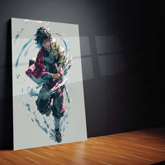Giyu Tomioka – Water Hashira in Motion Metal Poster | Demon Slayer Wall Frame