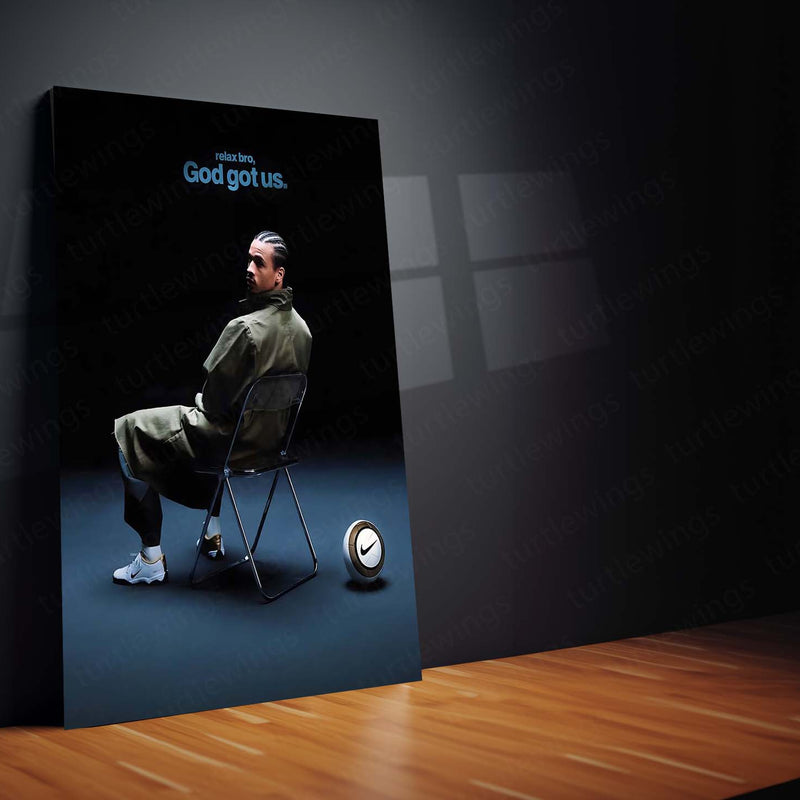 Quote Metal Poster | Leroy Sane – God Got Us Metal Frame  Faith, Calm Confidence & Trust the Process Football Wall Art | Modern Belief Quote Metal Poste