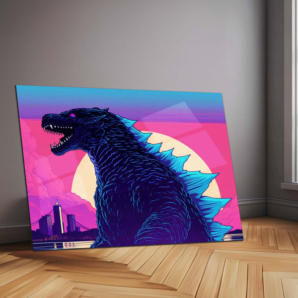 Godzilla Retro Art Poster – City Kaiju Legacy Metal Poster | Classic Monster Wall Frame