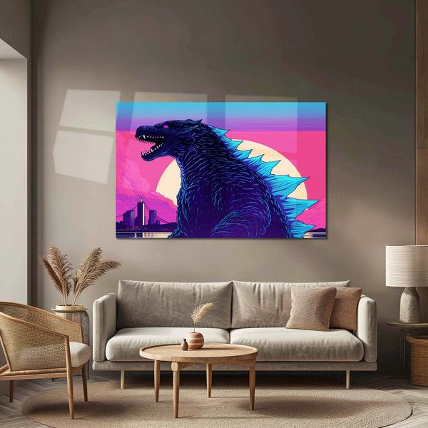 Godzilla Retro Art Poster – City Kaiju Legacy Metal Poster | Classic Monster Wall Frame