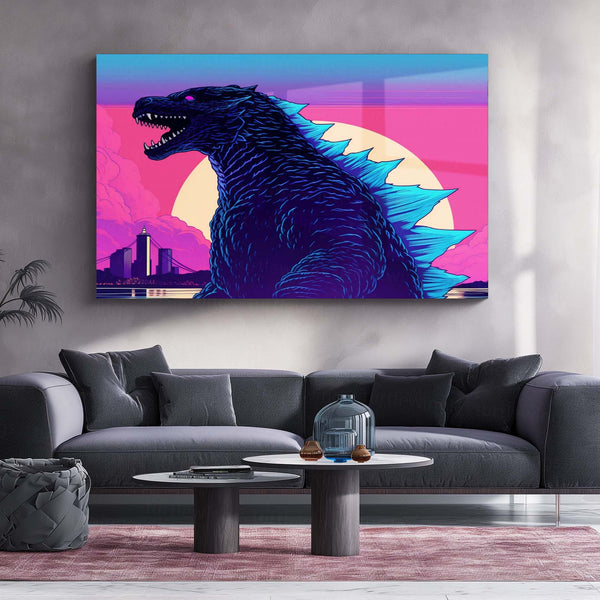 Godzilla Retro Art Poster – City Kaiju Legacy Metal Poster | Classic Monster Wall Frame