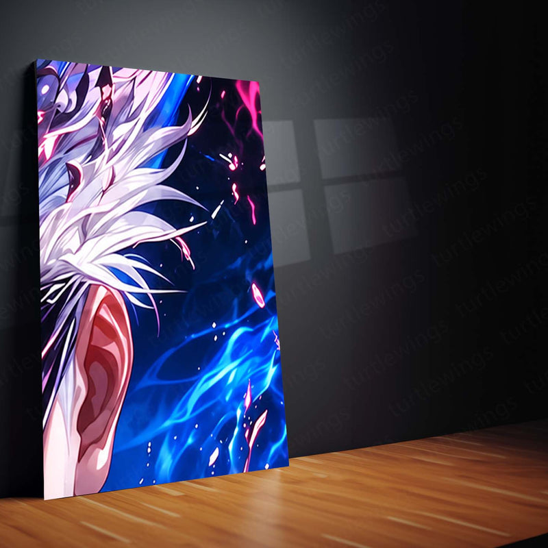 Anime Metal Poster Set of 9 | Gojo Satoru | Jujutsu Kaisen Hollow Purple Wall Art | Blindfolded Gojo Anime 9 Panel Metal Print