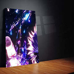 Anime Metal Poster Set of 9 | Gojo Satoru | Glowing Blue Skull Jujutsu Kaisen Wall Art | Blindfolded Gojo Anime 9 Panel Metal Print