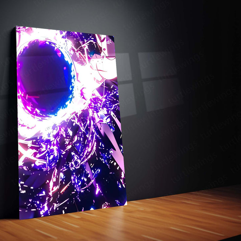 Anime Metal Poster Set of 9 | Gojo Satoru | Glowing Blue Skull Jujutsu Kaisen Wall Art | Blindfolded Gojo Anime 9 Panel Metal Print