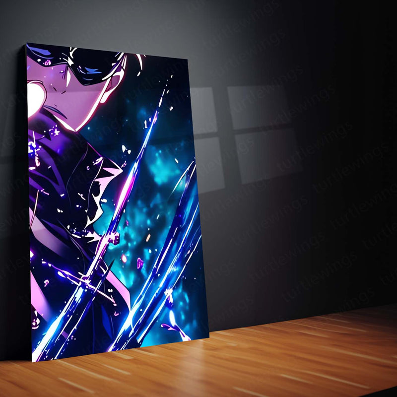 Anime Metal Poster Set of 9 | Gojo Satoru | Glowing Blue Skull Jujutsu Kaisen Wall Art | Blindfolded Gojo Anime 9 Panel Metal Print