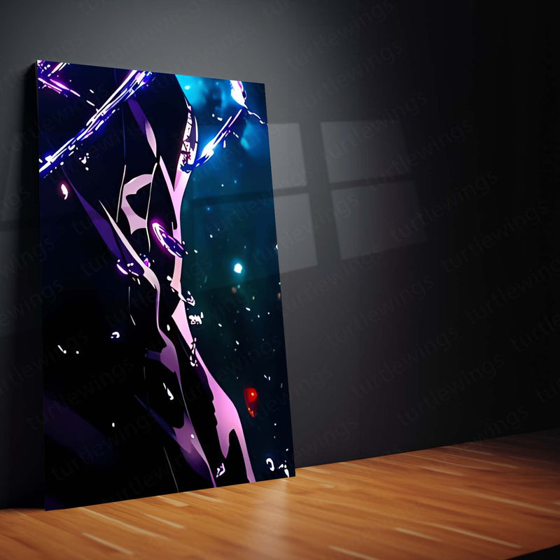 Anime Metal Poster Set of 9 | Gojo Satoru | Glowing Blue Skull Jujutsu Kaisen Wall Art | Blindfolded Gojo Anime 9 Panel Metal Print