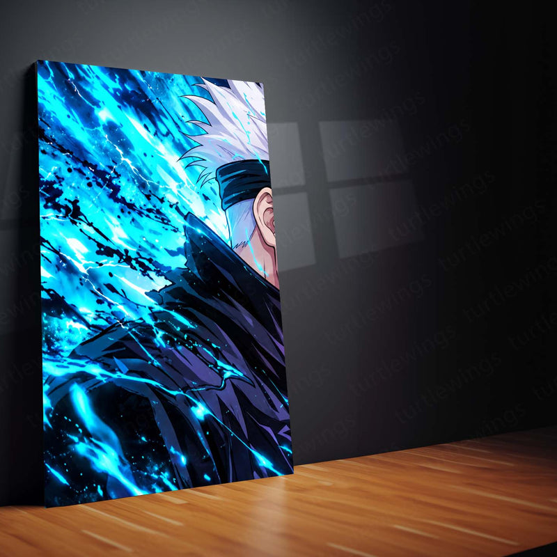 Anime Metal Poster Set of 3 | Jujutsu Kaisen | Gojo VS Sukuna Blue & Red Battle Triptych Wall Art