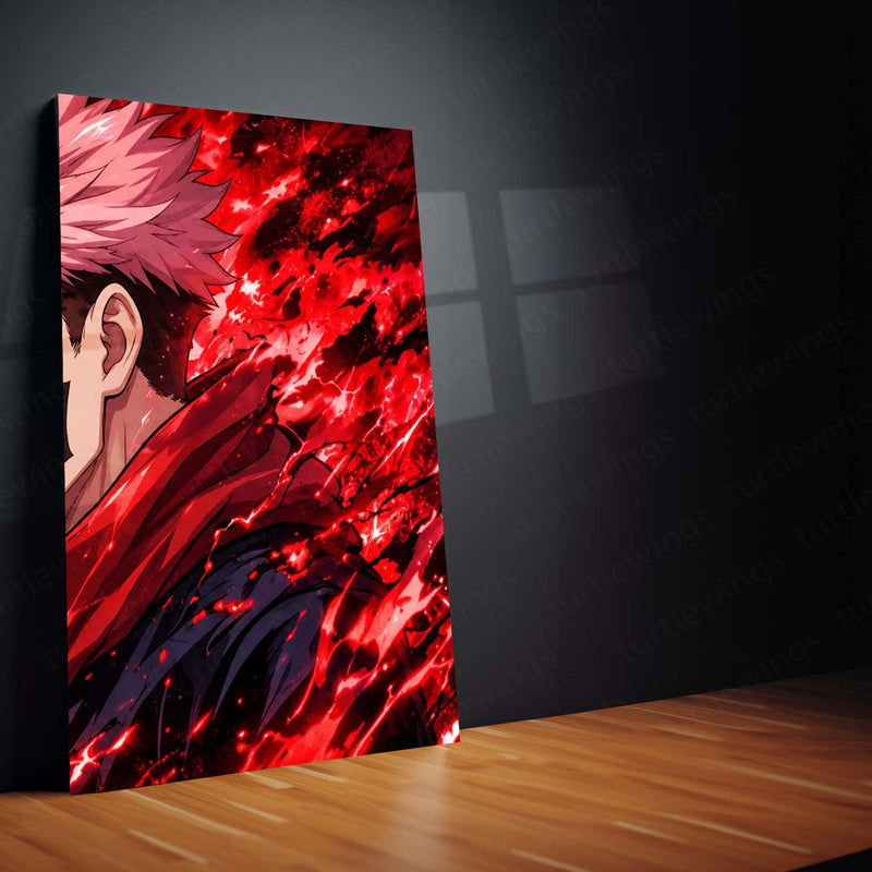 Anime Metal Poster Set of 3 | Jujutsu Kaisen | Gojo VS Sukuna Blue & Red Battle Triptych Wall Art