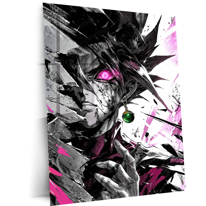 Anime Metal Poster | Dragon Ball Super Metal Poster | Goku Black Rose Dark Aura Wall Art | Epic Saiyan Villain Metal Frame