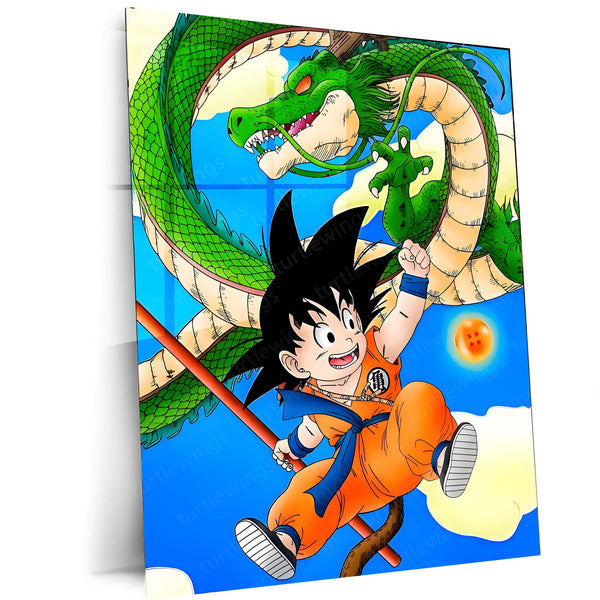 Anime Metal Poster | Goku & Shenron – The Four-Star Ball Adventure | Dragon Ball Classic Metal Frame Poster