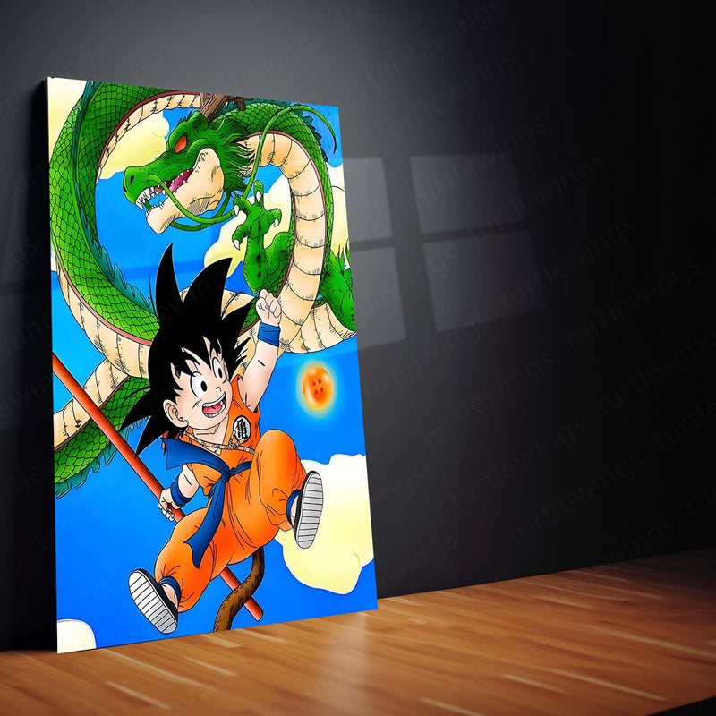 Anime Metal Poster | Goku & Shenron – The Four-Star Ball Adventure | Dragon Ball Classic Metal Frame Poster