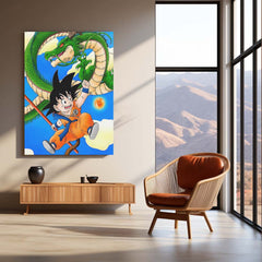 Anime Metal Poster | Goku & Shenron – The Four-Star Ball Adventure | Dragon Ball Classic Metal Frame Poster