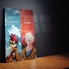 Quote Metal Poster | Goku – They Complain. We Locked. | Warrior Discipline Anime Metal Frame - TURTLEWINGS 