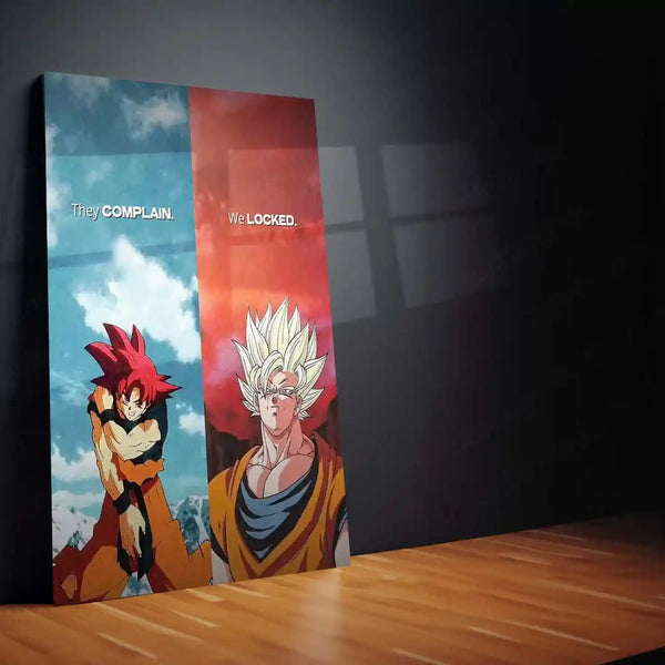 Quote Metal Poster | Goku – They Complain. We Locked. | Warrior Discipline Anime Metal Frame - TURTLEWINGS 