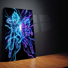 Anime Metal Poster | Goku & Vegeta Neon Clash Metal Poster | Legendary Saiyan Battle Wall Art  Epic Anime Energy Metal Frame by TurtleWings
