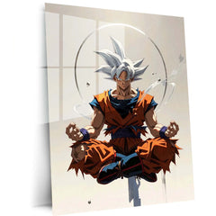 Anime Metal Poster | Goku Ultra Instinct Metal Poster | Dragon Ball Anime Wall Art | Saiyan Meditation & Power Metal Print
