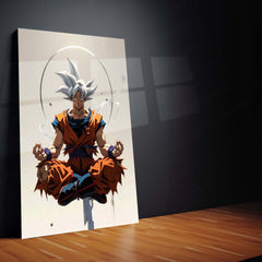 Anime Metal Poster | Goku Ultra Instinct Metal Poster | Dragon Ball Anime Wall Art | Saiyan Meditation & Power Metal Print